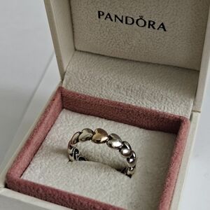 Pandora 14K Gold & Silver My One True Love Hearts Ring